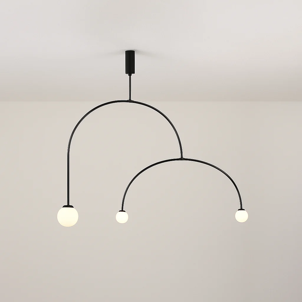 Danmark Geometric Line Chandelier Nordic Arc Suspension Lamp Ceiling Hanging Fxiture for Living Room,Dining Room - Image 3