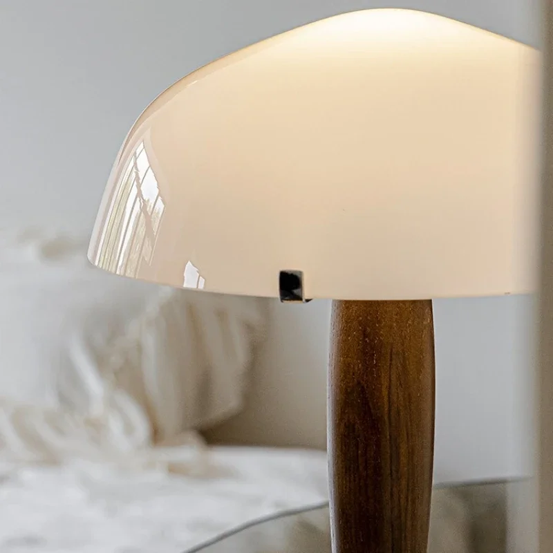 Denmark&Traraditino Herman SHY3 Walnut Wood Desk Lamp Table Light Marble Base Glass Shade - Image 6