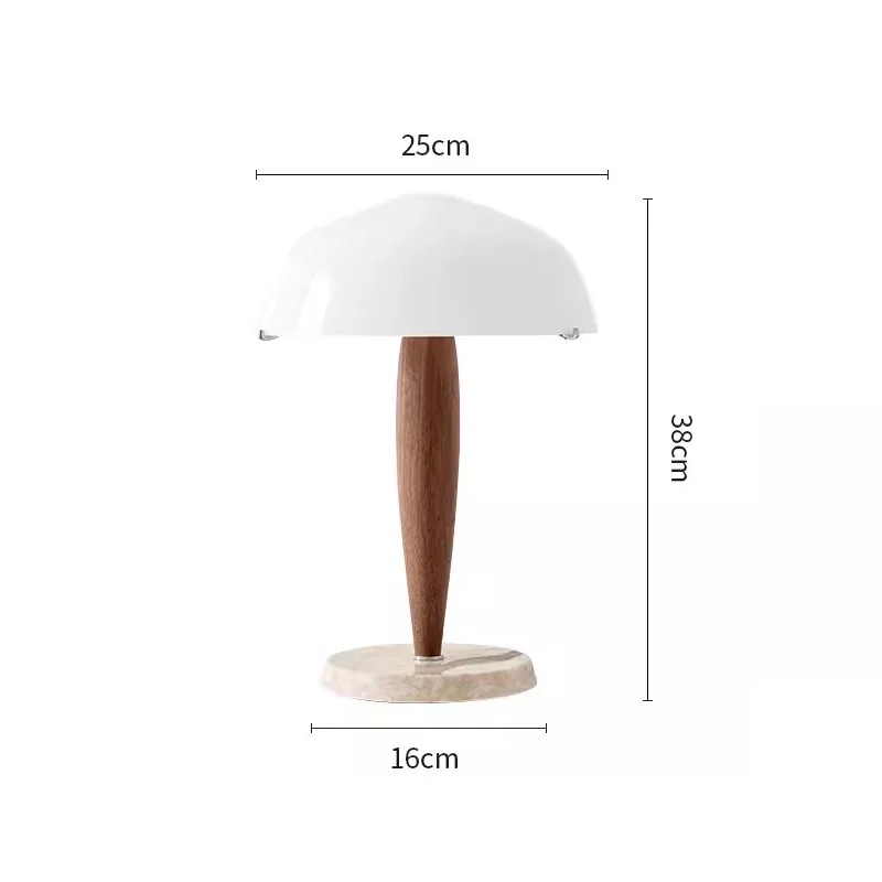 Denmark&Traraditino Herman SHY3 Walnut Wood Desk Lamp Table Light Marble Base Glass Shade - Image 7