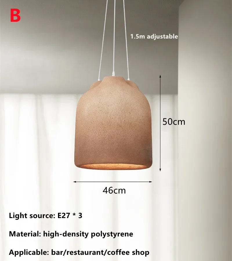 Designer Dining Room Wabi Sabi Chandelier Coffee Model House Personality LED Decor Light Creative Table Bar Kitchen Pendant Lamp - Image 8
