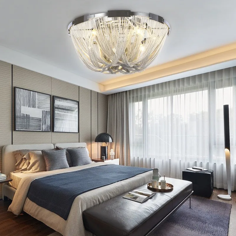 Designer LED Deiling Light Handmade Tassel Aluminum Chain Ceiling Light, Suitable For Living Room/Bedroom Home Decoration Lights - Image 3