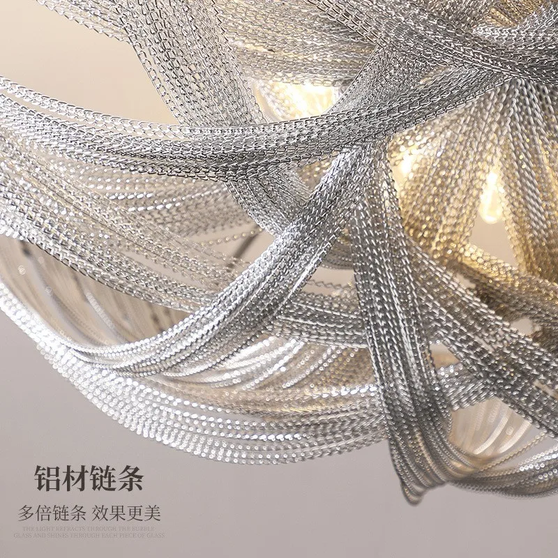 Designer LED Deiling Light Handmade Tassel Aluminum Chain Ceiling Light, Suitable For Living Room/Bedroom Home Decoration Lights - Image 5