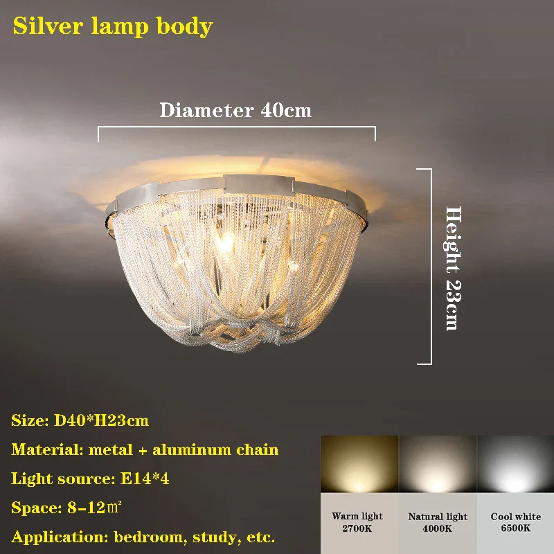 Designer LED Deiling Light Handmade Tassel Aluminum Chain Ceiling Light, Suitable For Living Room/Bedroom Home Decoration Lights - Image 8