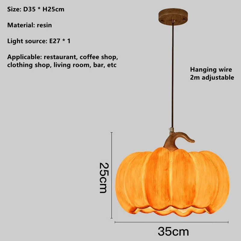 Designer Restaurant Island LED Chandelier Retro Resin Pumpkin Lamp Bedroom Wabi Sabi Pendant Lamps Home Decoration Light Fixture - Image 10