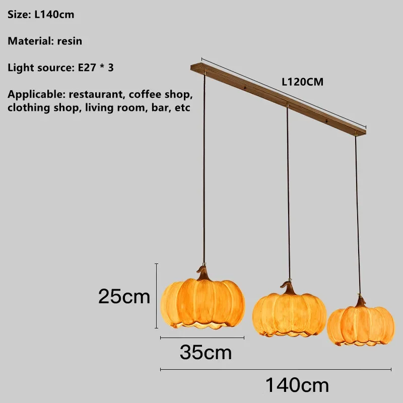 Designer Restaurant Island LED Chandelier Retro Resin Pumpkin Lamp Bedroom Wabi Sabi Pendant Lamps Home Decoration Light Fixture - Image 13