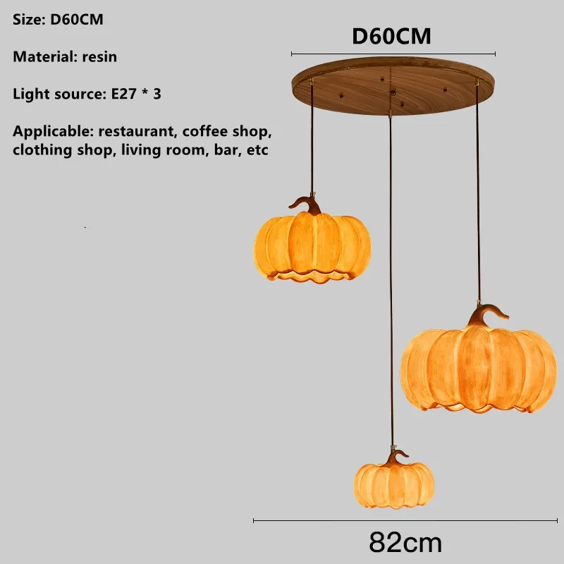 Designer Restaurant Island LED Chandelier Retro Resin Pumpkin Lamp Bedroom Wabi Sabi Pendant Lamps Home Decoration Light Fixture - Image 16