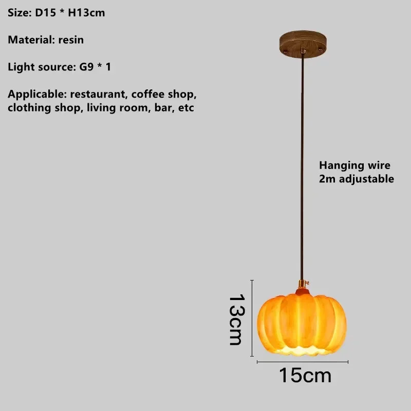 Designer Restaurant Island LED Chandelier Retro Resin Pumpkin Lamp Bedroom Wabi Sabi Pendant Lamps Home Decoration Light Fixture - Image 18