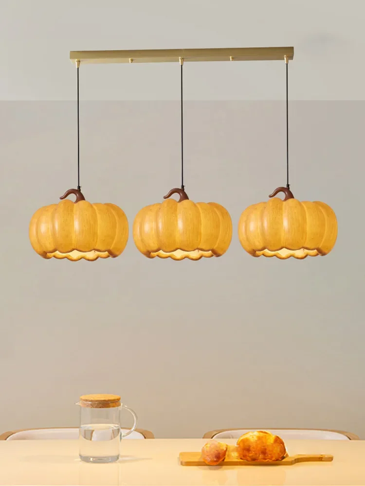 Designer Restaurant Island LED Chandelier Retro Resin Pumpkin Lamp Bedroom Wabi Sabi Pendant Lamps Home Decoration Light Fixture - Image 4