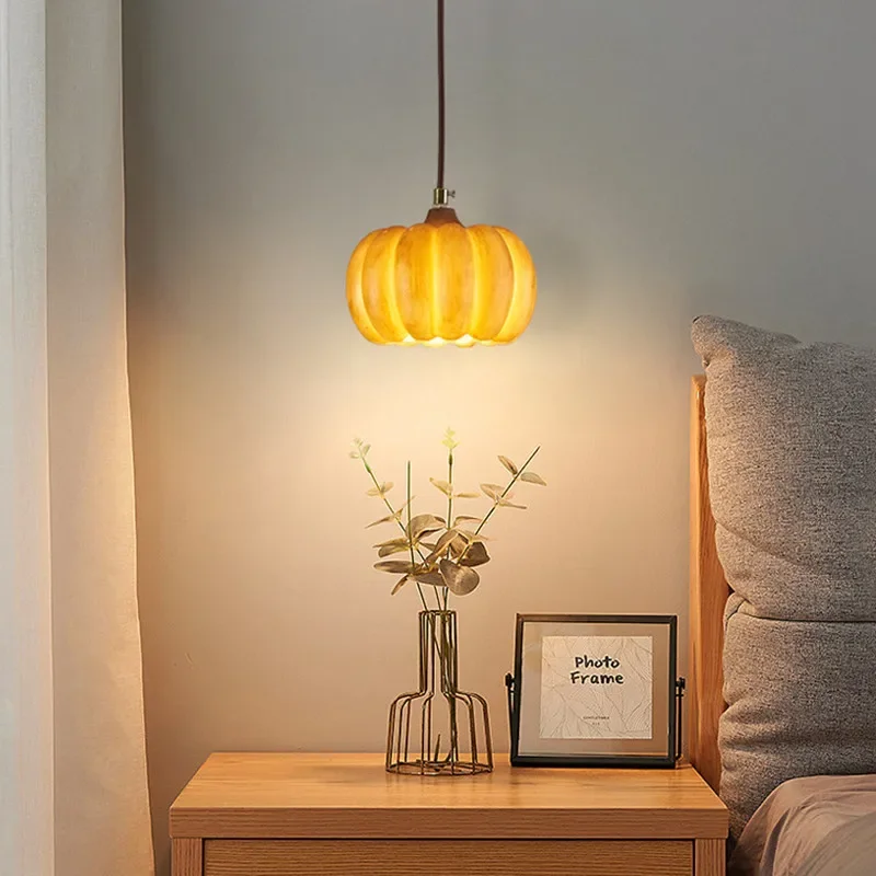 Designer Restaurant Island LED Chandelier Retro Resin Pumpkin Lamp Bedroom Wabi Sabi Pendant Lamps Home Decoration Light Fixture - Image 6