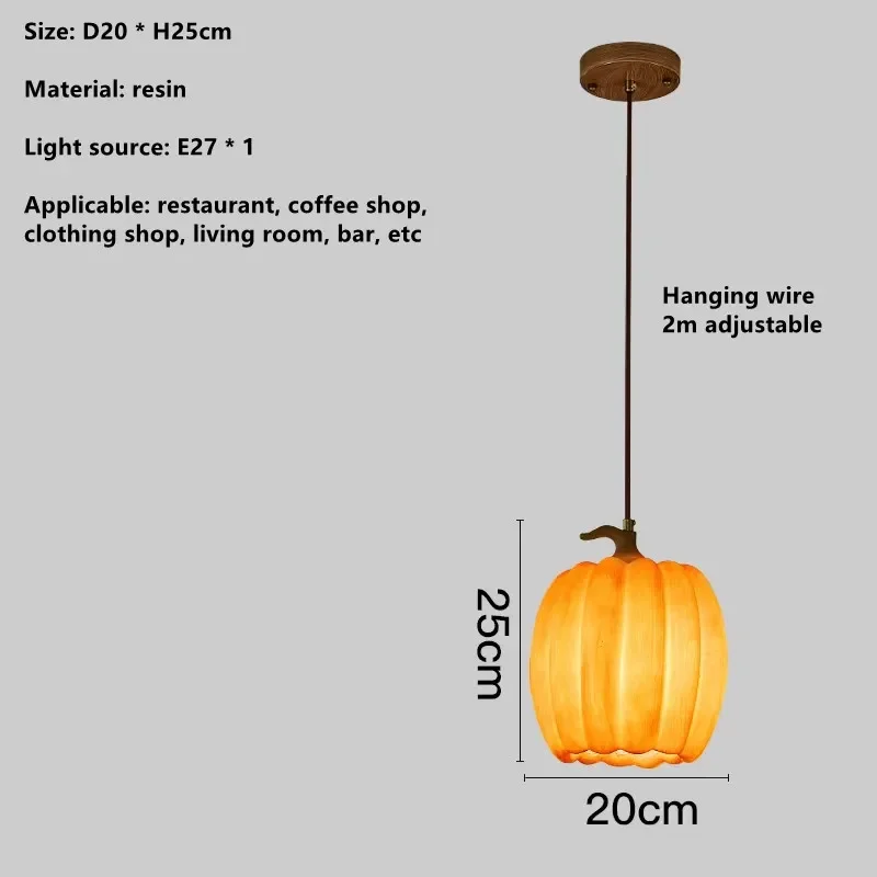 Designer Restaurant Island LED Chandelier Retro Resin Pumpkin Lamp Bedroom Wabi Sabi Pendant Lamps Home Decoration Light Fixture - Image 7
