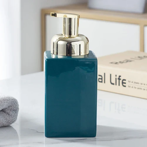 distributeur de savon en céramique avec pompe dorée pour salle de bain - Image 16
