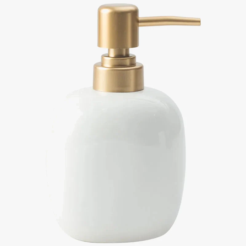 distributeur de savon en céramique avec pompe dorée pour salle de bain - Image 5