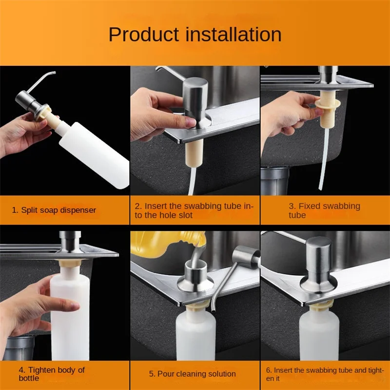 distributeur de savon liquide en acier inoxydable pour cuisine 350 ml - Image 3