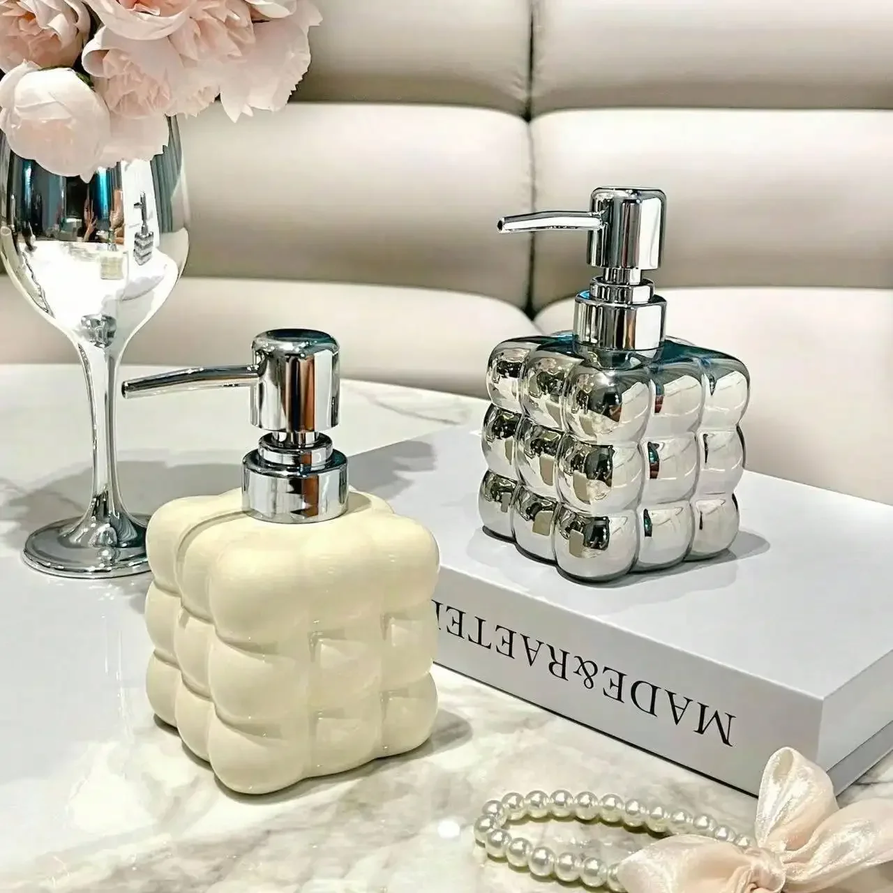 distributeur de savon liquide en céramique pour la salle de bain - Image 2
