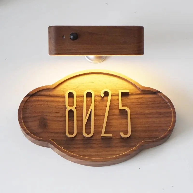 DIY Customizable English alphabet Walnut Wood Retro, Decorative Plaque Charge Inductive Lighting for Entrance Door, commercial - Image 3