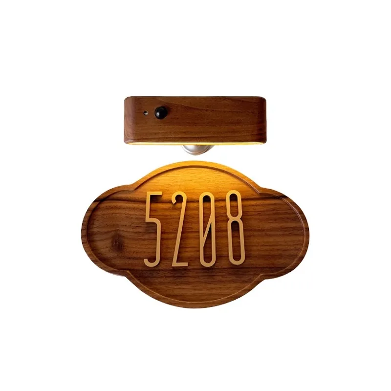 DIY Customizable English alphabet Walnut Wood Retro, Decorative Plaque Charge Inductive Lighting for Entrance Door, commercial - Image 5