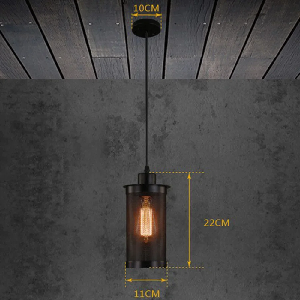 E27 Industrial Cage Ceiling Pendant Light,Wire Cage Loft Pendant Lamp Shade Small Hanging Lighting Fixture - Image 6