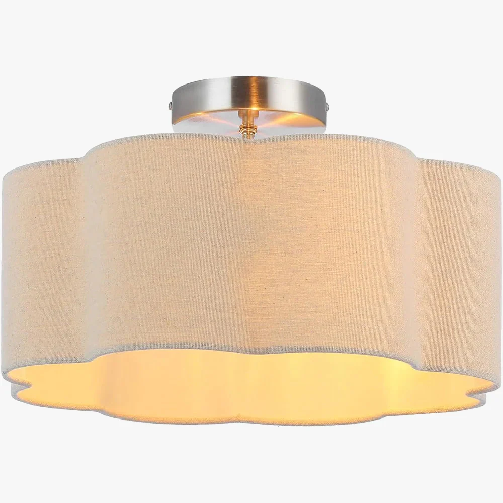 E27 pétale 3 lumières semi-encastré plafonnier tissu abat-jour pour chambre d'enfants chambre cuisine couloir entrée avec ampoule - Image 8