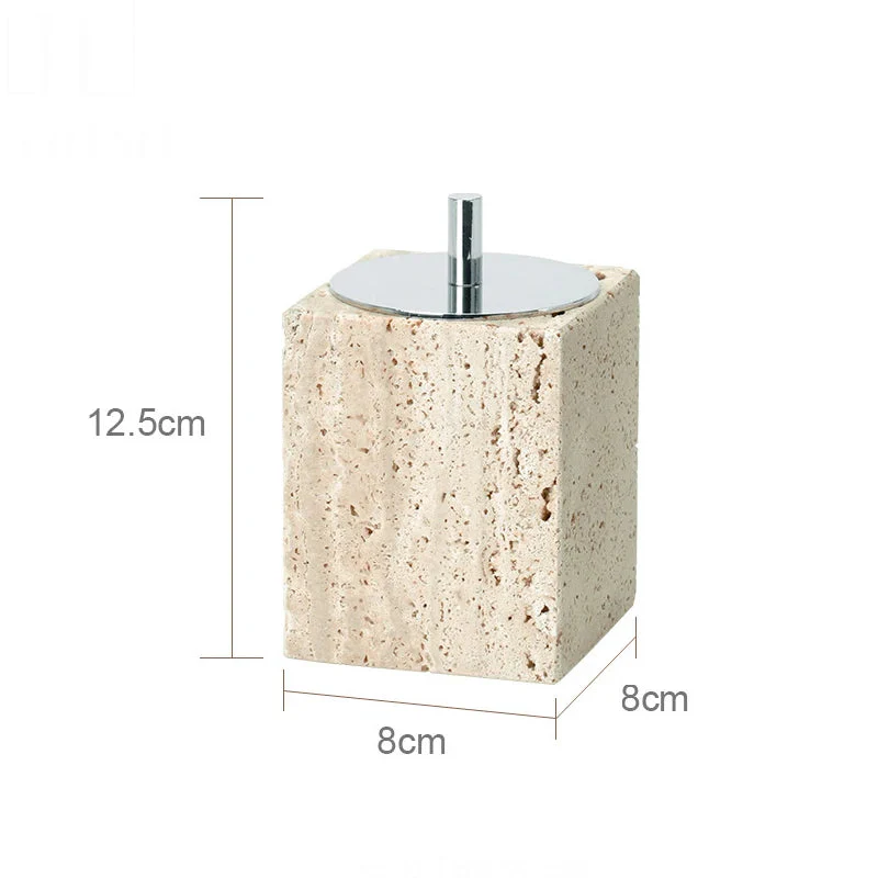 ensemble accessoires salle de bain en travertin beige naturel - Image 7