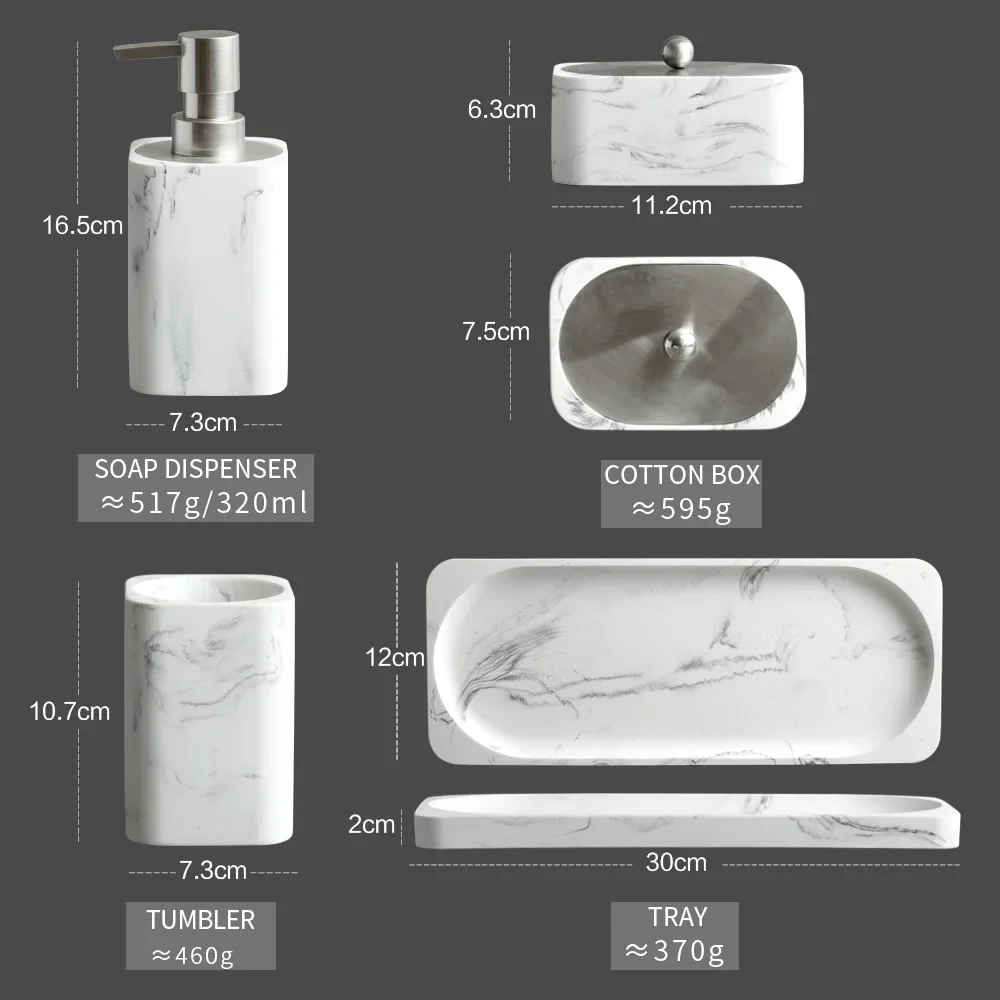 ensemble d'accessoires en marbre blanc pour salle de bain - Image 6