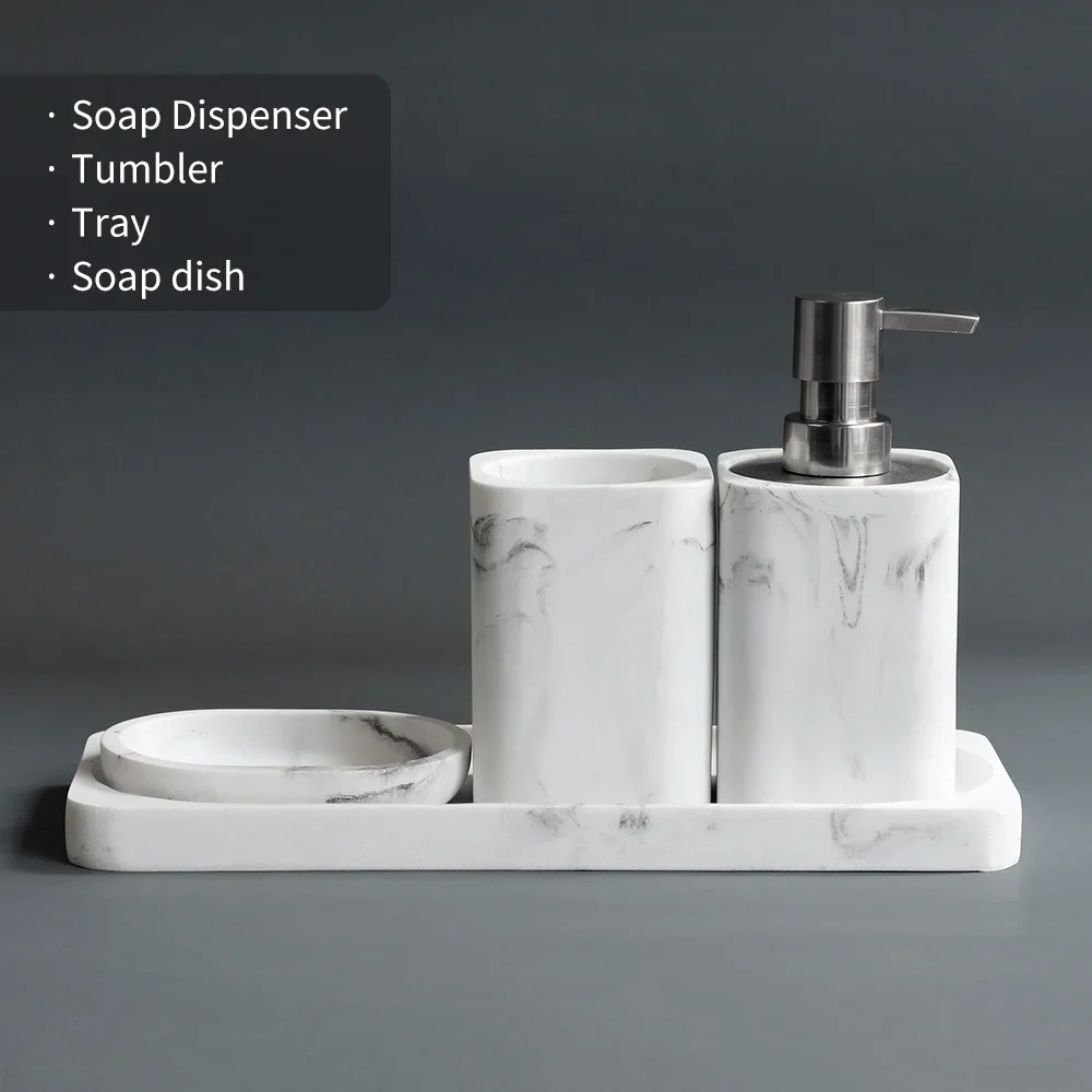 ensemble d'accessoires en marbre blanc pour salle de bain - Image 7