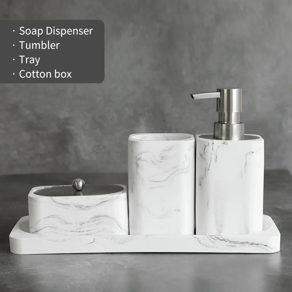 ensemble d'accessoires en marbre blanc pour salle de bain - Image 8