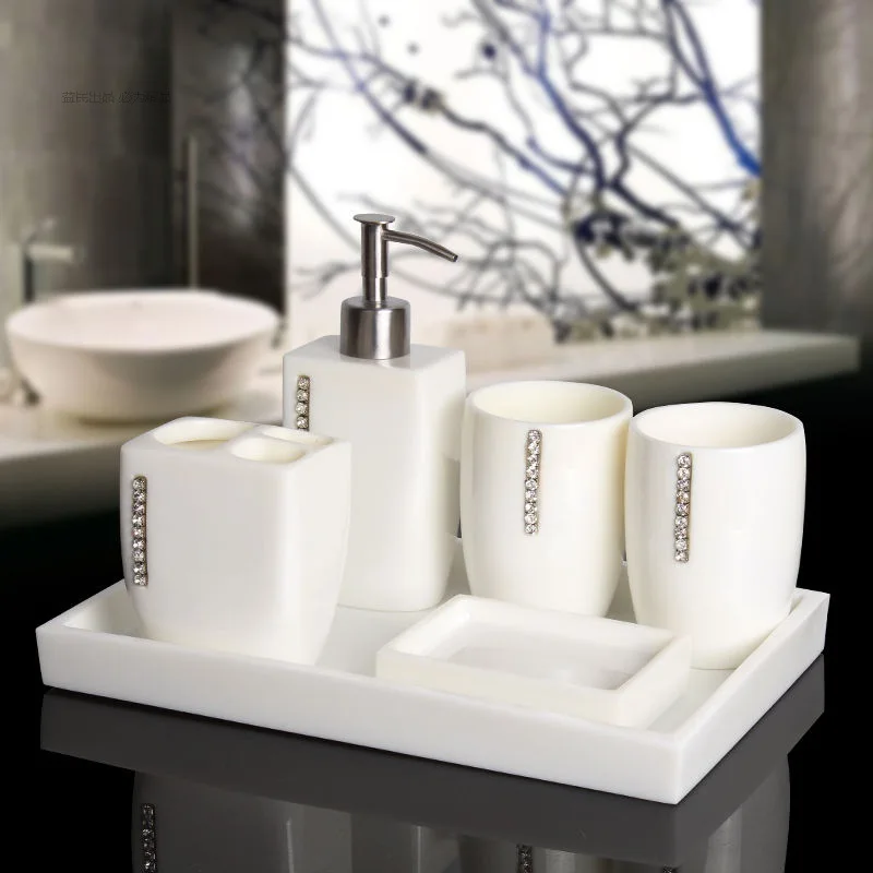ensemble daccessoires de mariage en résine nacrée pour salle de bain - Image 4