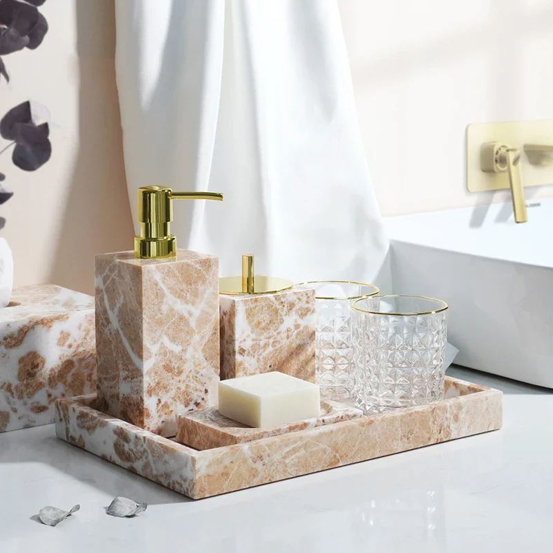 ensemble daccessoires en marbre naturel pour salle de bain - Image 3