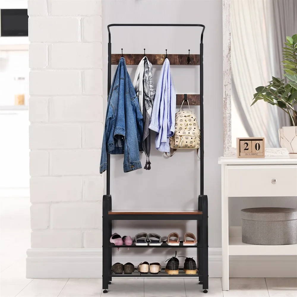 etagère à chaussures en métal avec crochets pratiques pour rangement efficace - Image 7