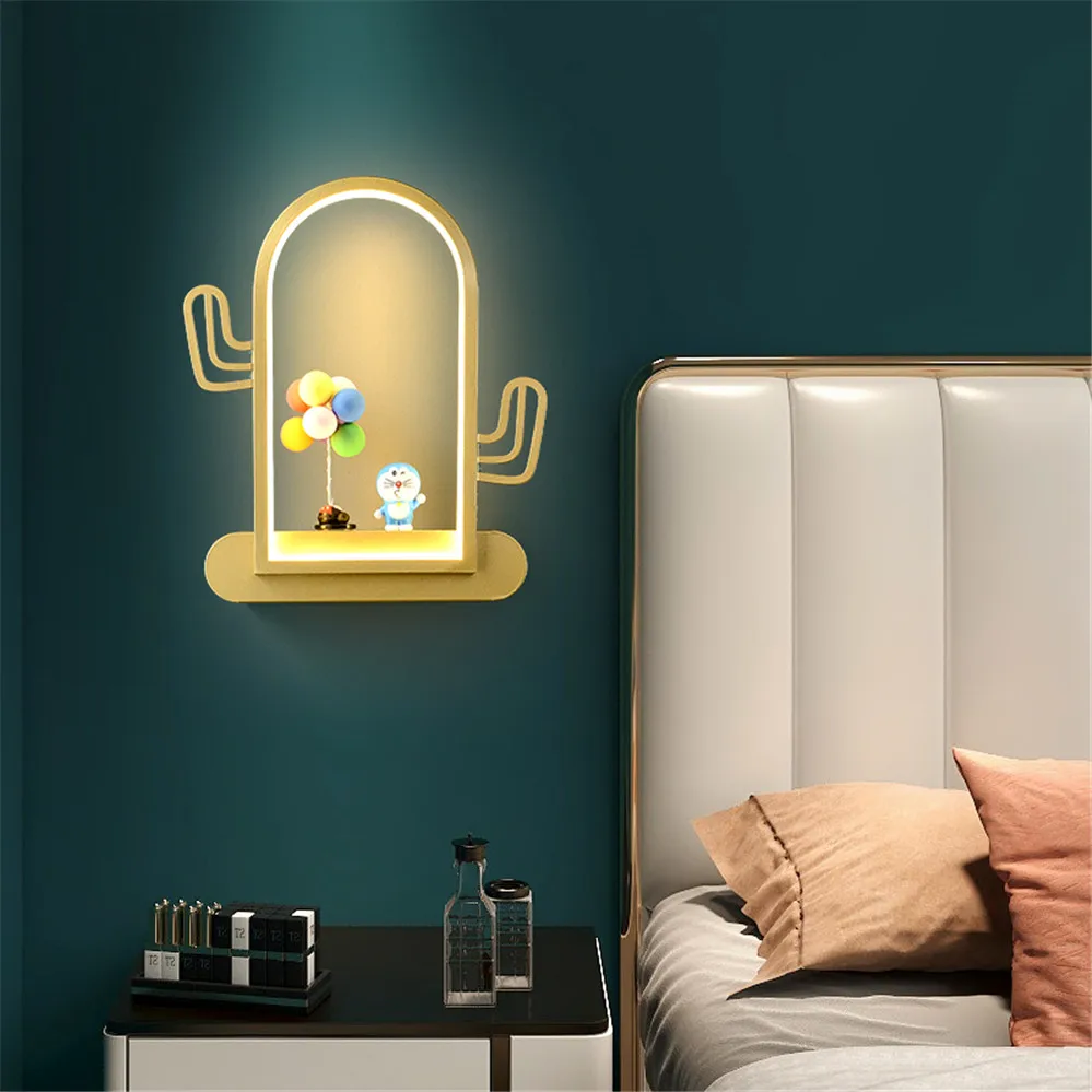 étagère métallique coeur nordique avec lampe led murale pour enfants - Image 3
