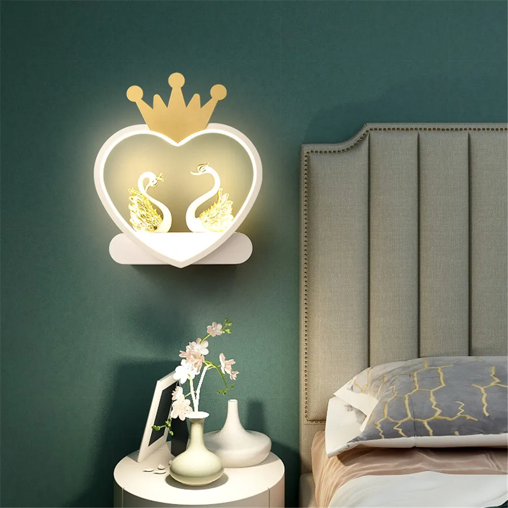 étagère métallique coeur nordique avec lampe led murale pour enfants - Image 6