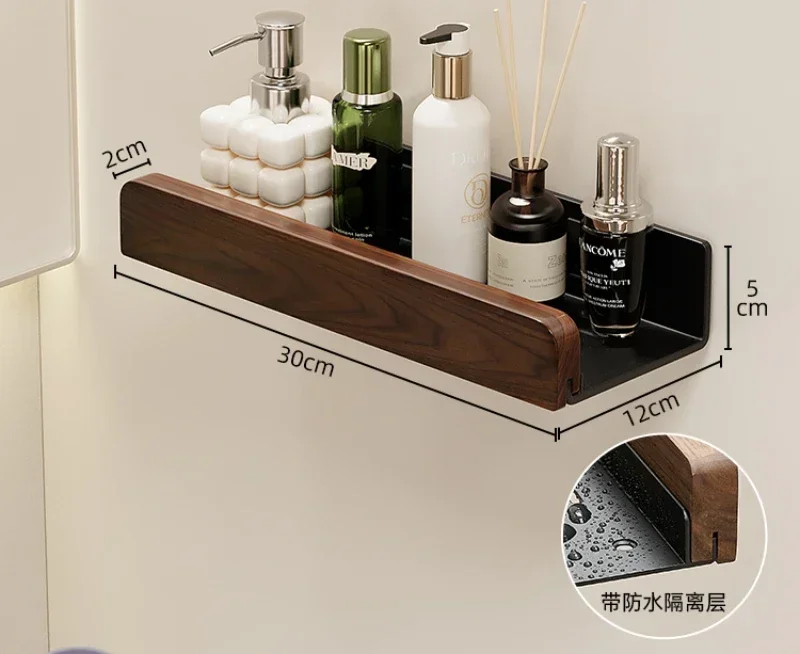 étagère murale en noyer pour rangement et porte-serviettes - Image 10