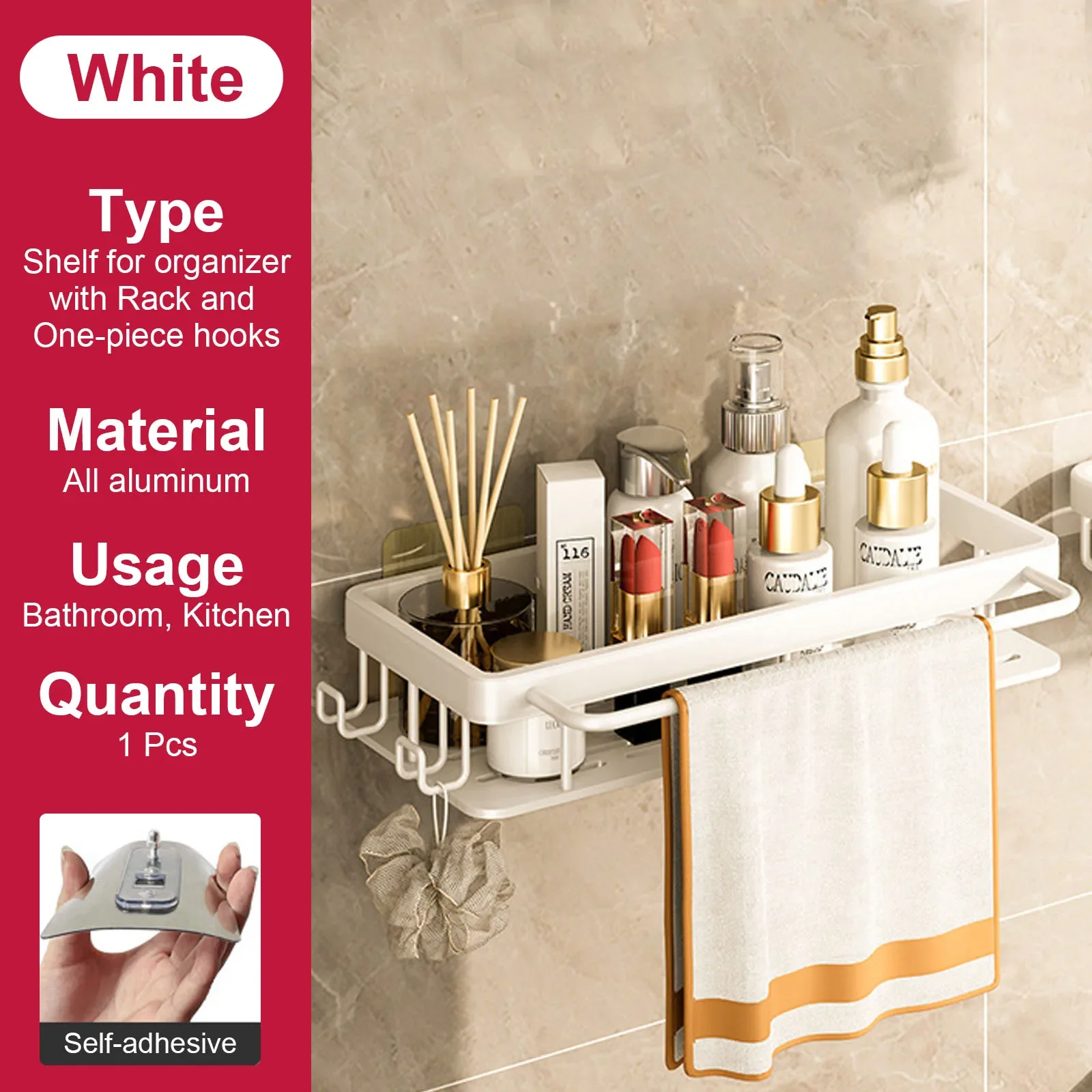 etagère murale sans perçage pour rangement de salle de bain et cuisine - Image 15