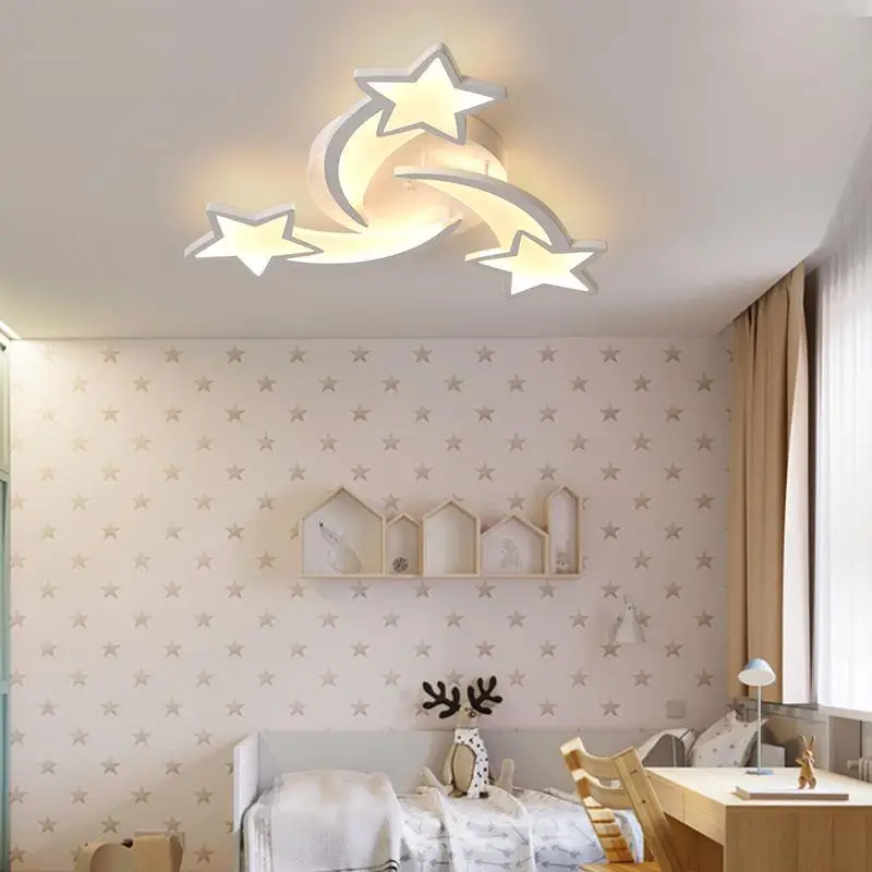 Étoile Led plafonniers acrylique lustres lampe pour enfants garçon et fille chambre salon salle à manger Design intérieur lumières - Image 3