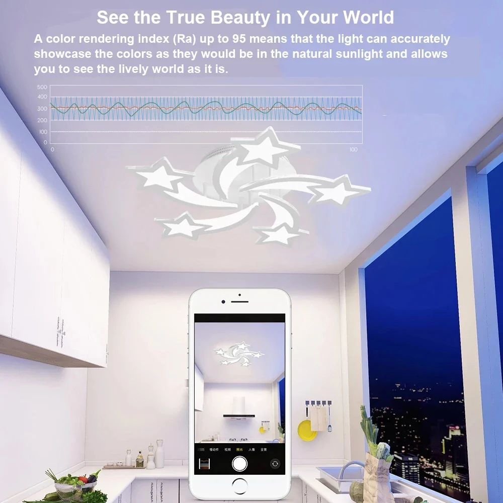 Étoile Led plafonniers acrylique lustres lampe pour enfants garçon et fille chambre salon salle à manger Design intérieur lumières - Image 4