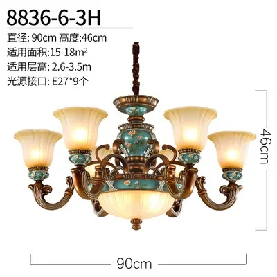 European style bedroom light, living room resin chandelier, LED glass and iron art chandelier - Image 10