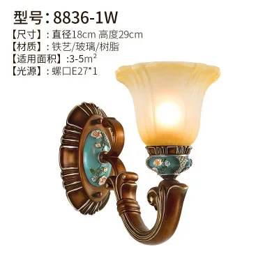 European style bedroom light, living room resin chandelier, LED glass and iron art chandelier - Image 11