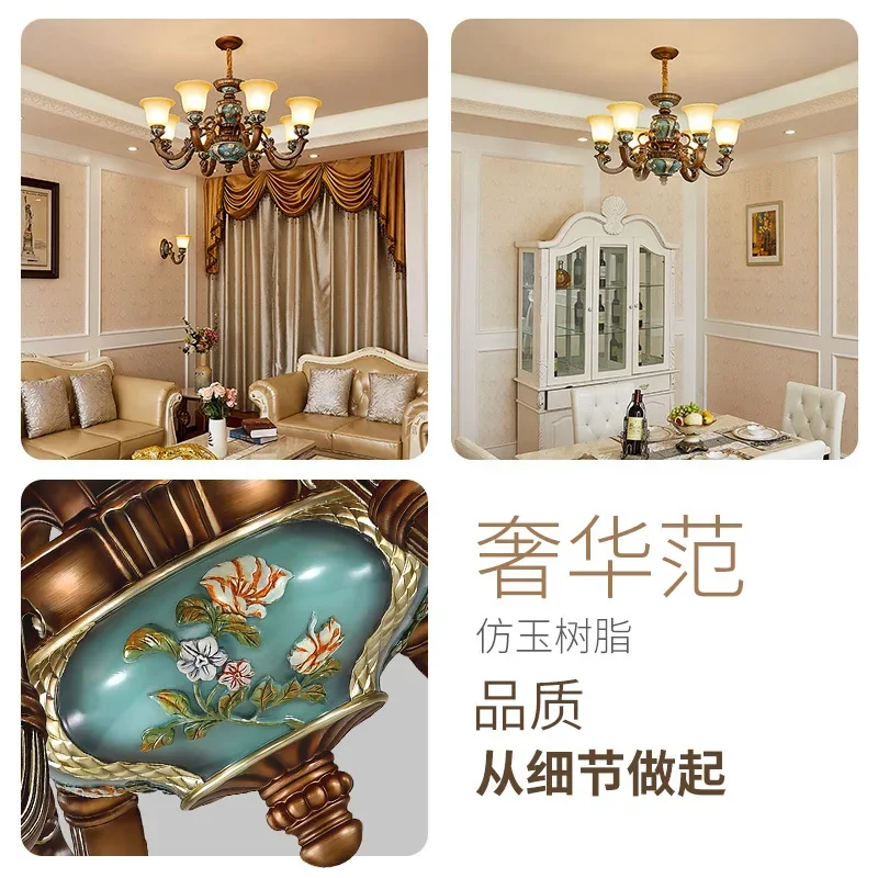 European style bedroom light, living room resin chandelier, LED glass and iron art chandelier - Image 4