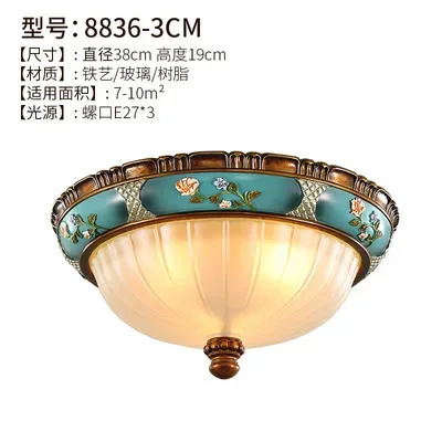 European style bedroom light, living room resin chandelier, LED glass and iron art chandelier - Image 9