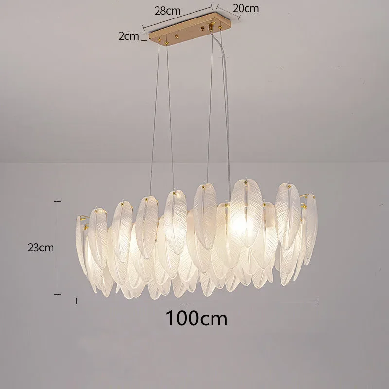 Feather Glass Led Chandelier Pendant Lights Suspension Hanging Lamp for Living Room Bedroom - Image 11