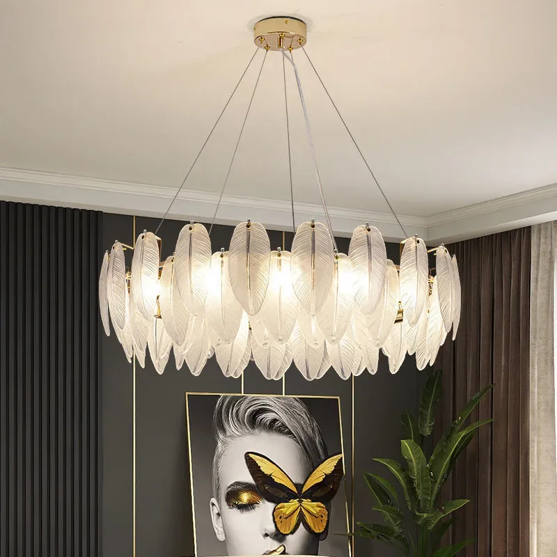 Feather Glass Led Chandelier Pendant Lights Suspension Hanging Lamp for Living Room Bedroom - Image 4