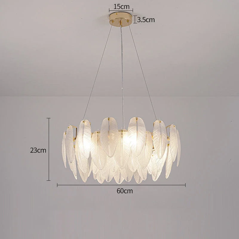 Feather Glass Led Chandelier Pendant Lights Suspension Hanging Lamp for Living Room Bedroom - Image 9