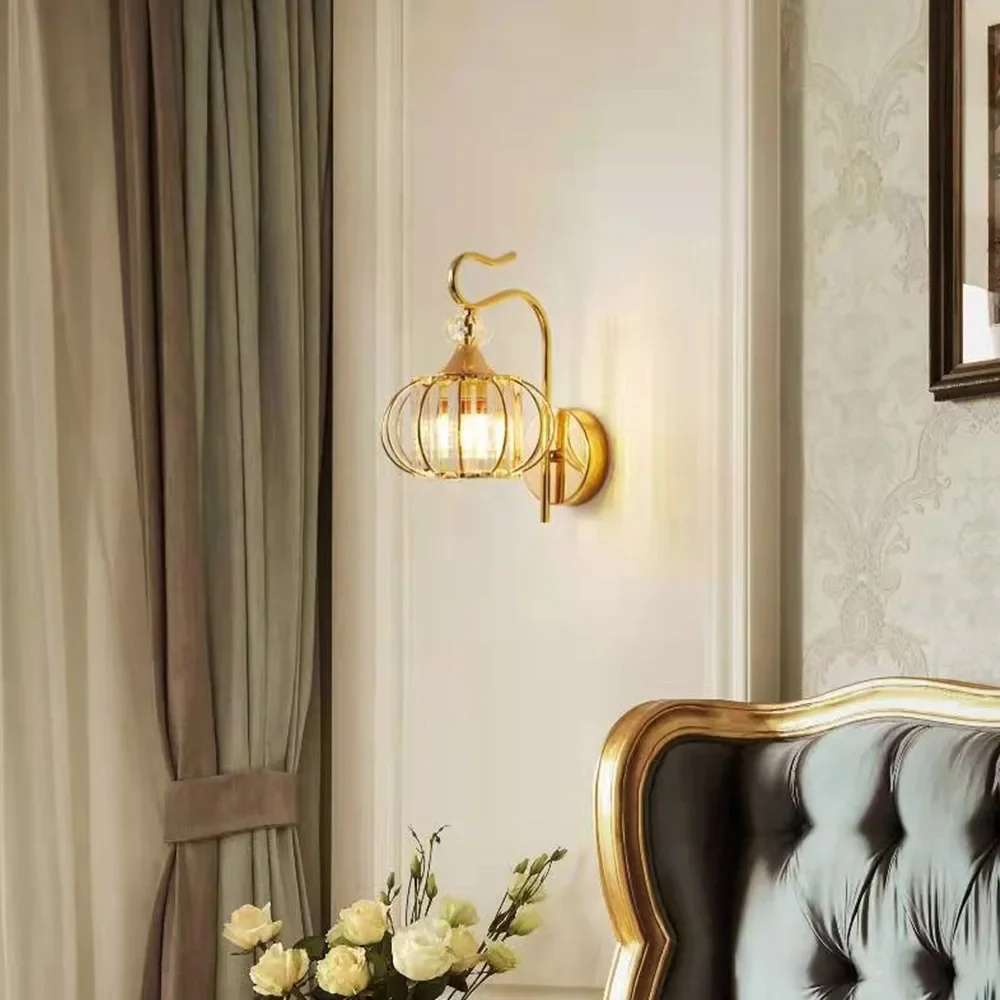 Glass wall lamp, iron art bedside lamp, simple accessories of living room, bedroom and dining room, E27 lamp - Image 5