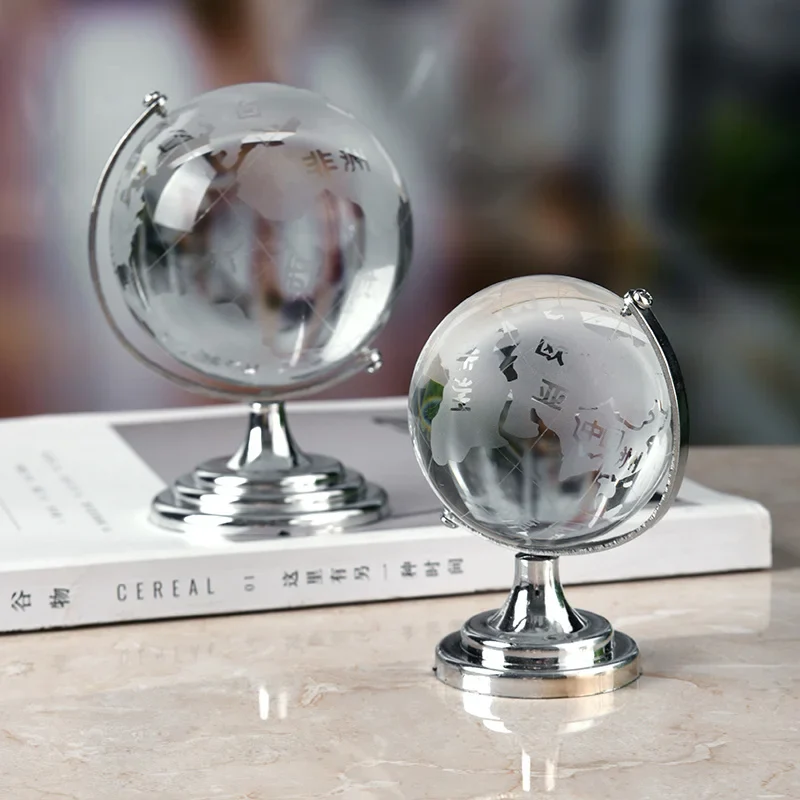 globe en cristal terrestre avec support rotatif décoration géographique - Image 2