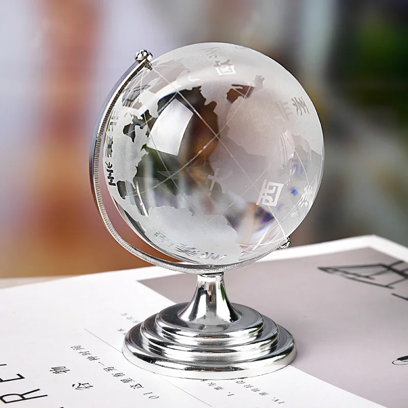 globe en cristal terrestre avec support rotatif décoration géographique - Image 4