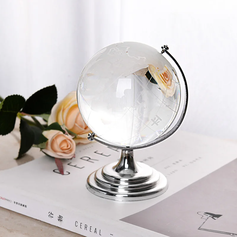 globe en cristal terrestre avec support rotatif décoration géographique - Image 6