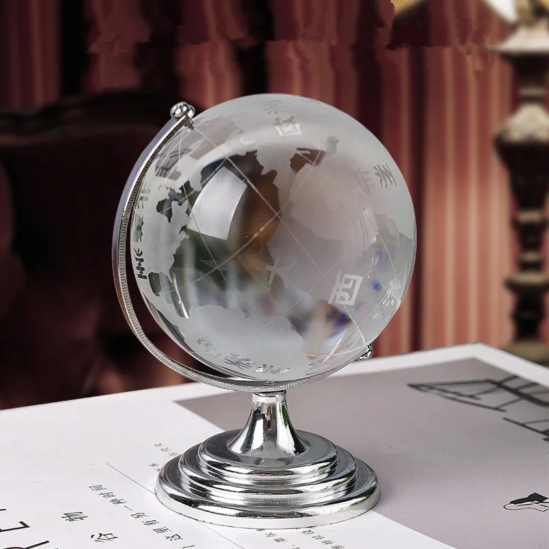 globe en cristal terrestre avec support rotatif décoration géographique - Image 7