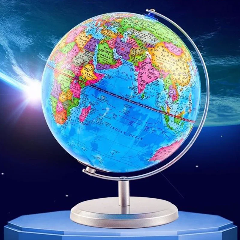 globe étudiant géographie avec lampe et base métallique pour bureau - Image 2