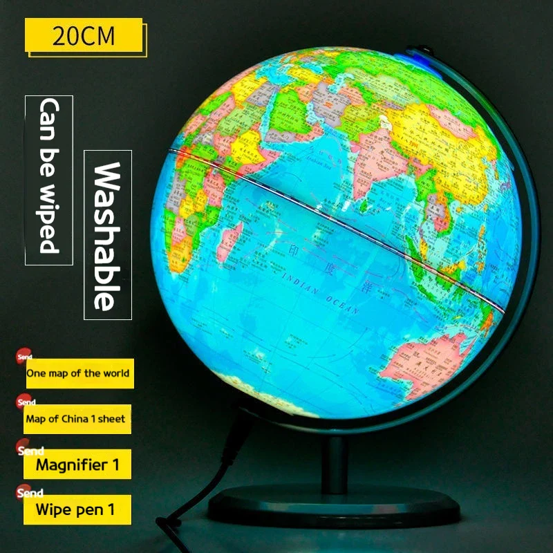 globe étudiant géographie avec lampe et base métallique pour bureau - Image 8