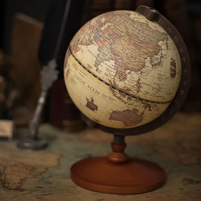 globe terrestre éducatif avec base en bois rétro - Image 4